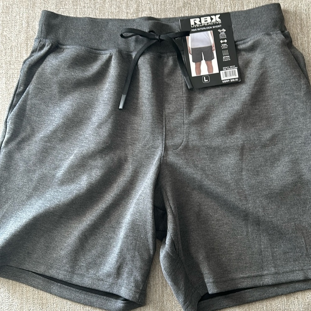 RBX “Charcoal Heather” Interlock X-Dri Short. Size Large. NWT.